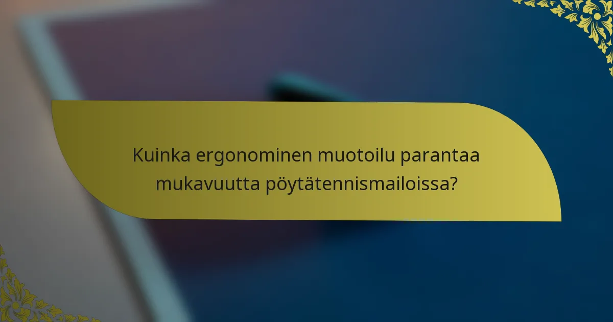 Kuinka ergonominen muotoilu parantaa mukavuutta pöytätennismailoissa?