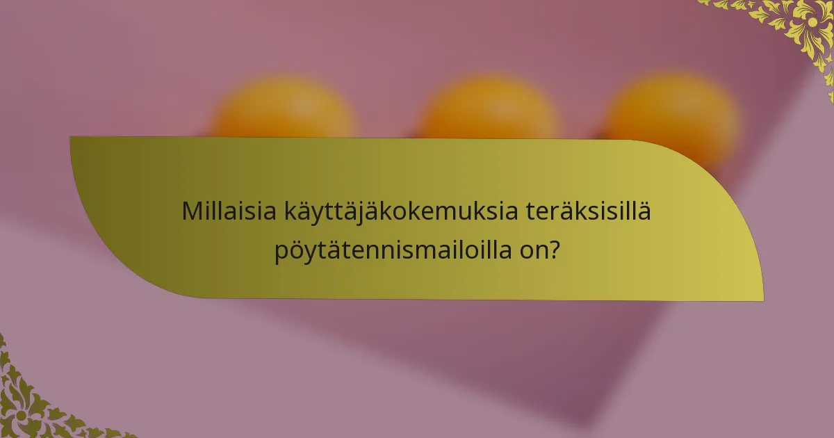 Millaisia käyttäjäkokemuksia teräksisillä pöytätennismailoilla on?