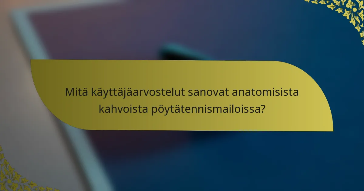 Mitä käyttäjäarvostelut sanovat anatomisista kahvoista pöytätennismailoissa?