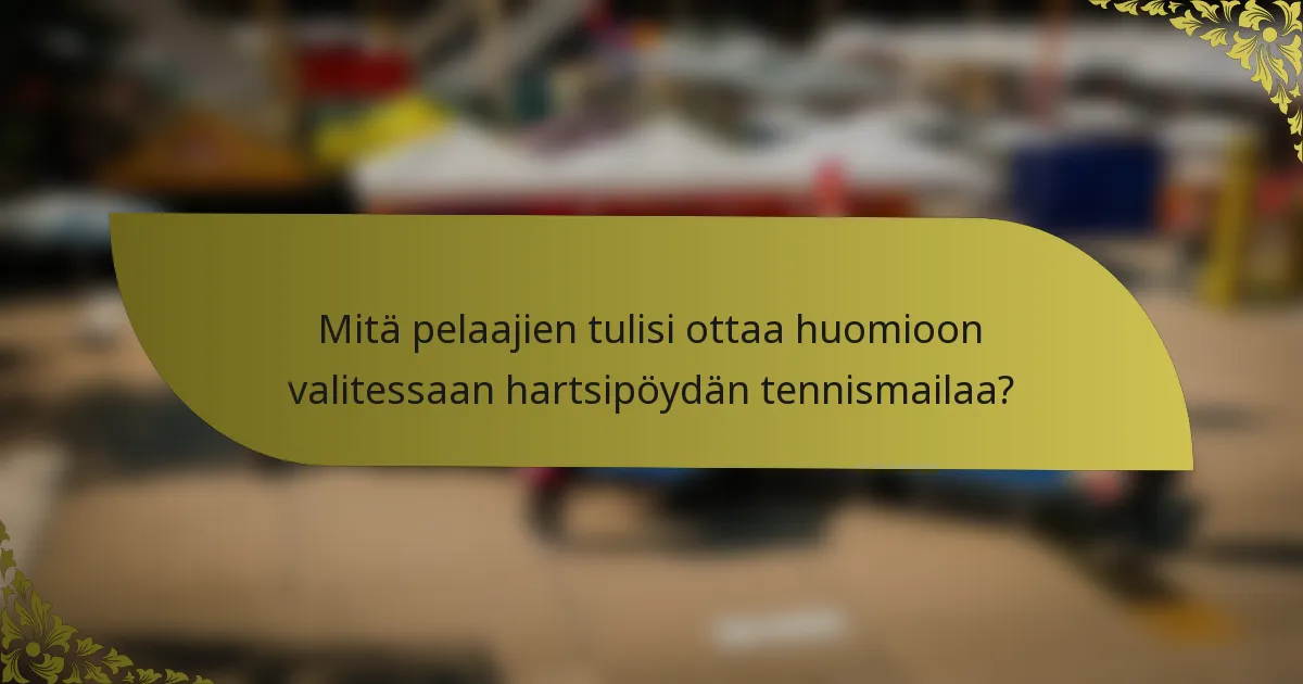 Mitä pelaajien tulisi ottaa huomioon valitessaan hartsipöydän tennismailaa?