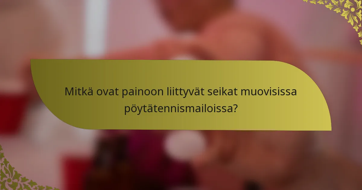 Mitkä ovat painoon liittyvät seikat muovisissa pöytätennismailoissa?