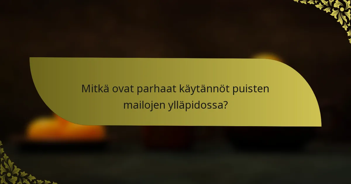 Mitkä ovat parhaat käytännöt puisten mailojen ylläpidossa?